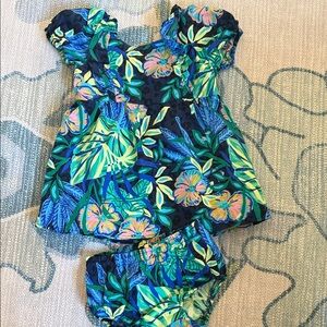 Lilly Pulitzer Floral Diaper Cover Set - Blue and Green